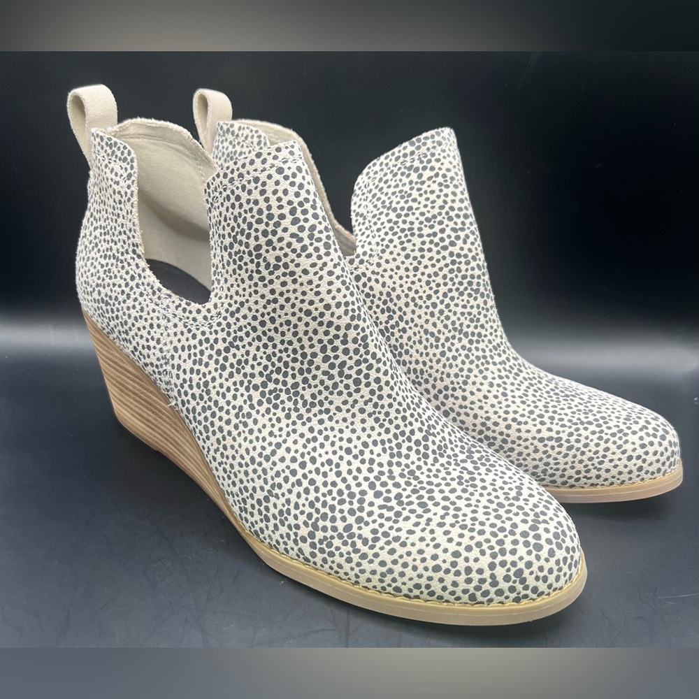 Toms‎ Women's Black and Cream Ankle Booties- Kallie Wedge, Size:10
